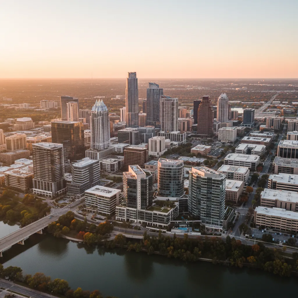 Major employers and corporate skyline in Austin Texas