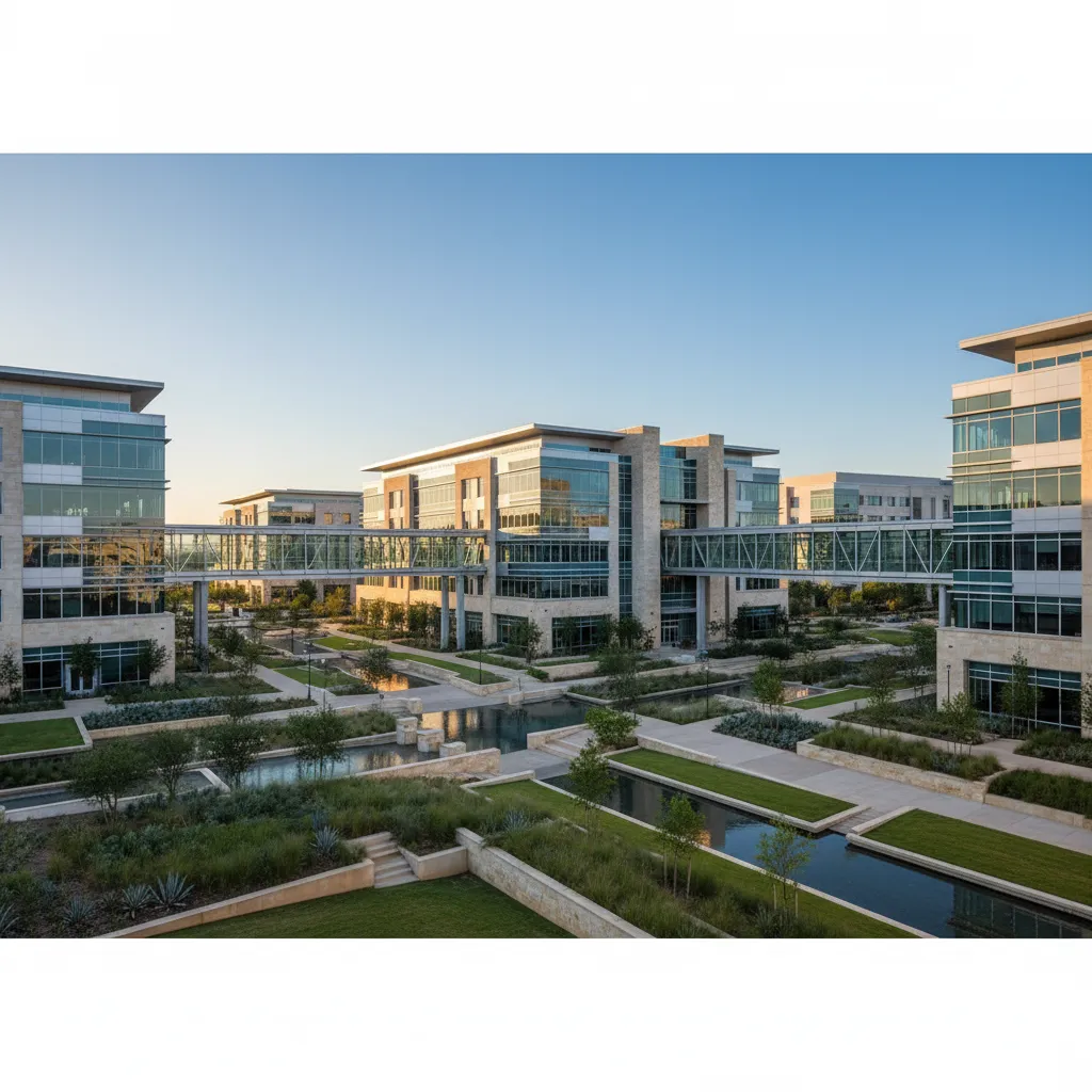 Samsung Austin Semiconductor in Austin — Semiconductor Manufacturing corporate campus with modern office architecture