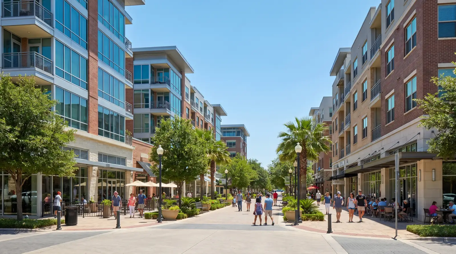 The Domain neighborhood in Austin Texas showing local streetscape and community character