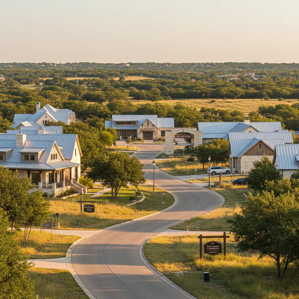 Dripping Springs neighborhood in Austin Texas showing local streetscape and community character