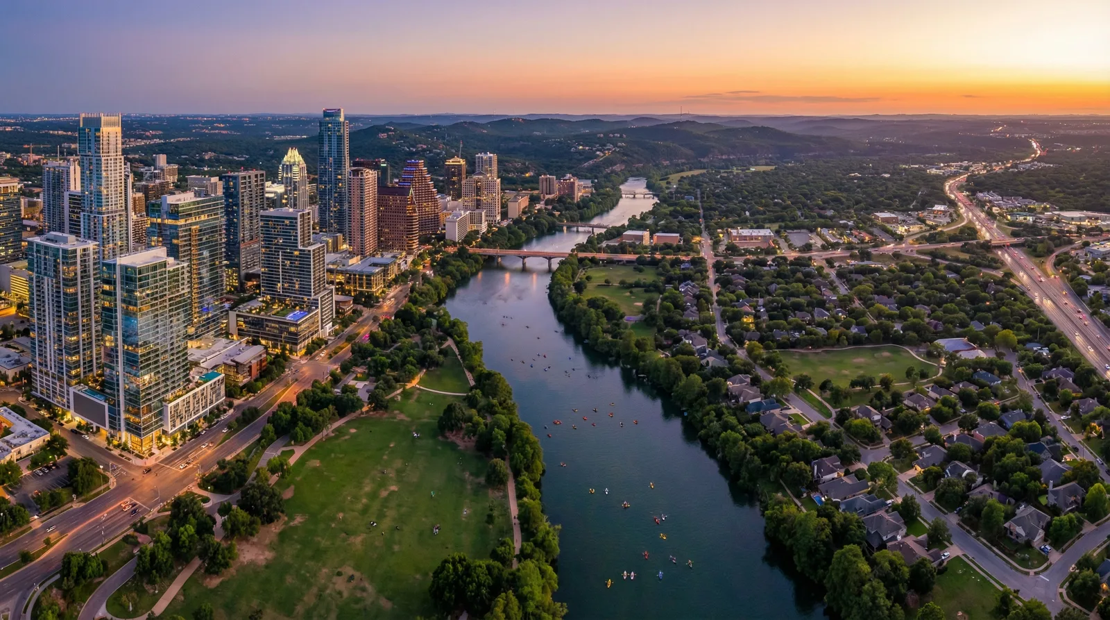 Overview of neighborhoods in Austin Texas showing diverse housing and community options