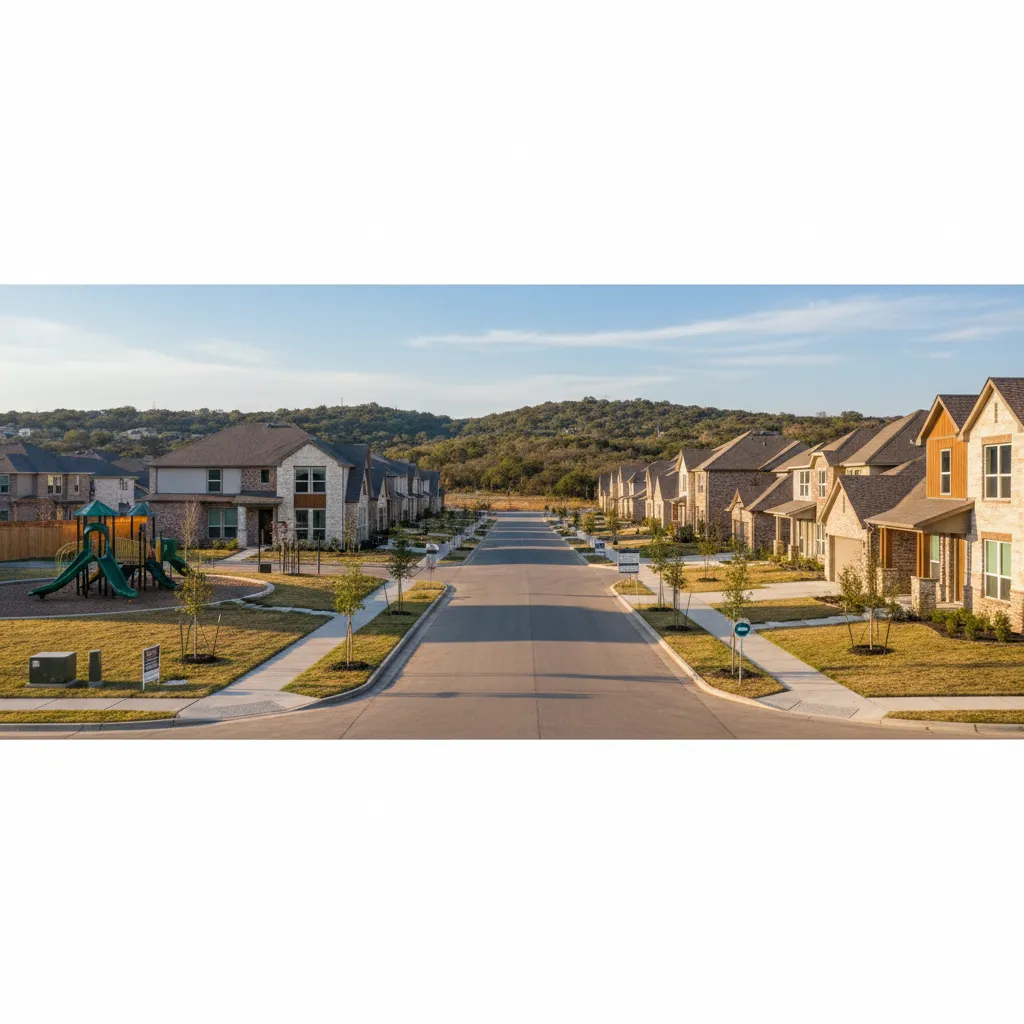 Leander neighborhood in Austin Texas showing local streetscape and community character
