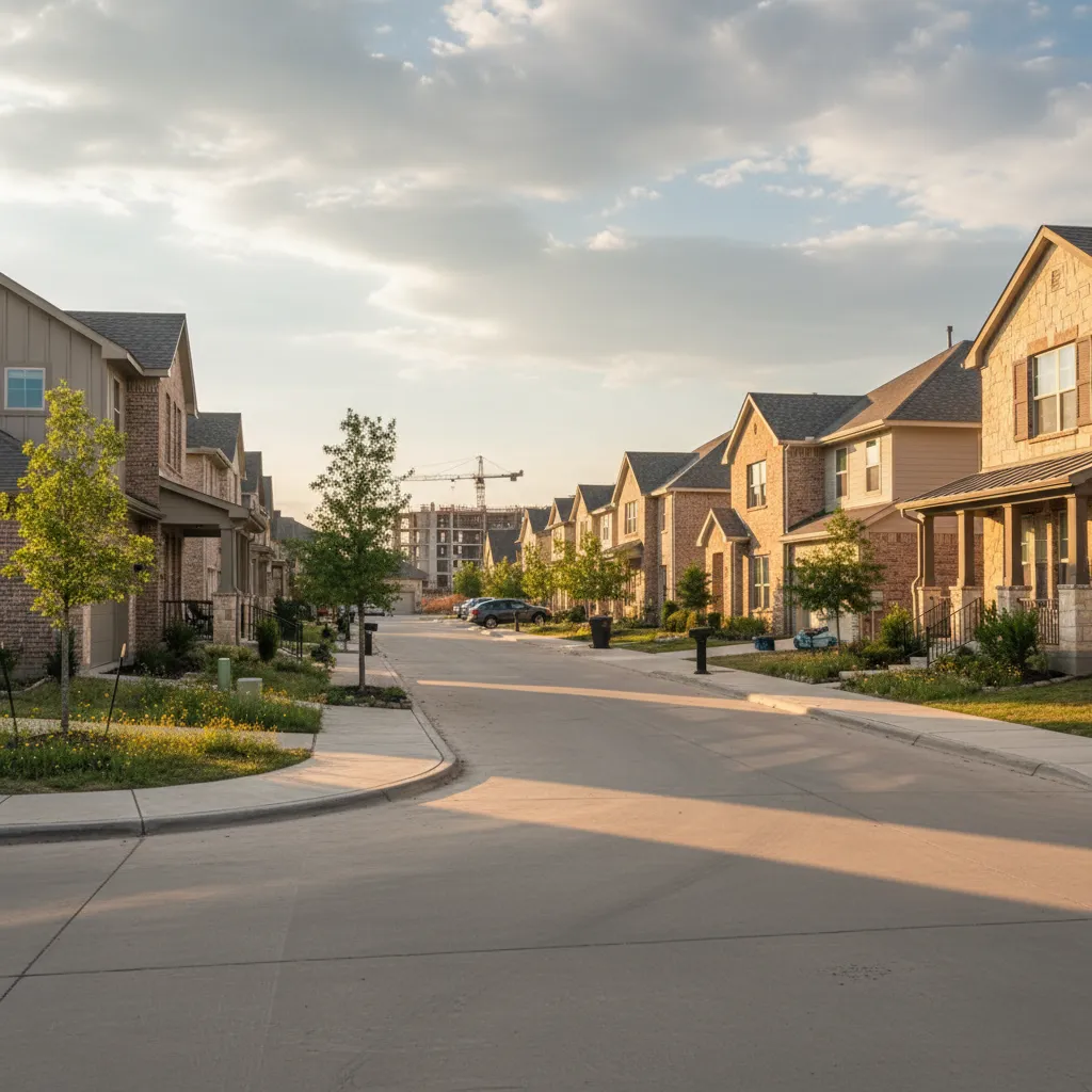 Pflugerville neighborhood in Austin Texas showing local streetscape and community character