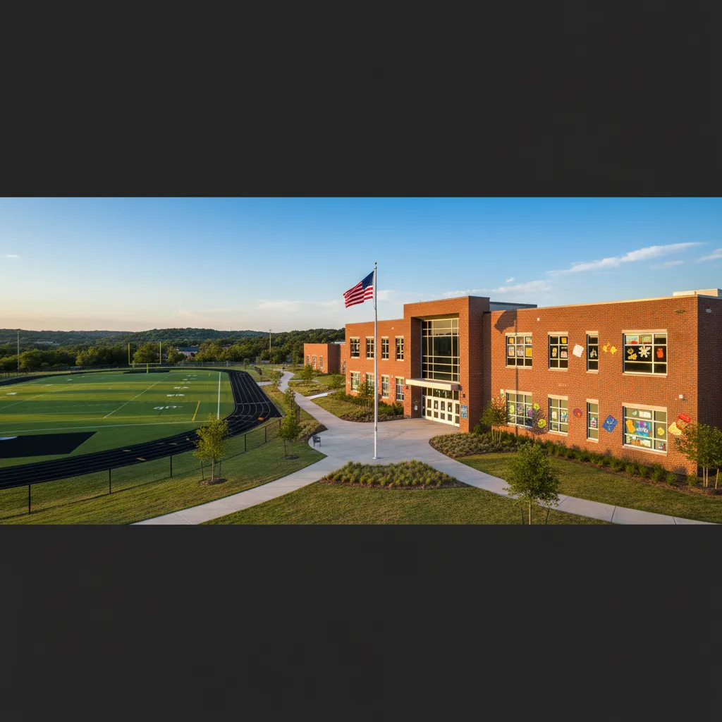 Austin Independent School District — school district campus in Austin Texas with well-maintained buildings and fields