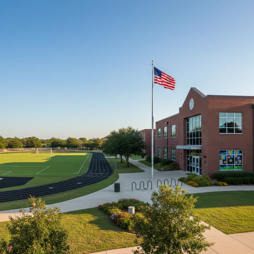 Dripping Springs Independent School District — school district campus in Austin Texas with well-maintained buildings and fiel