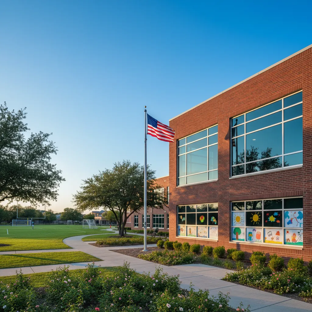 Lake Travis Independent School District — school district campus in Austin Texas with well-maintained buildings and fields