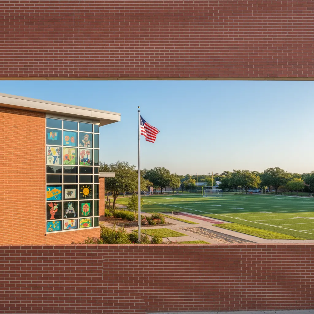 Pflugerville Independent School District — school district campus in Austin Texas with well-maintained buildings and fields
