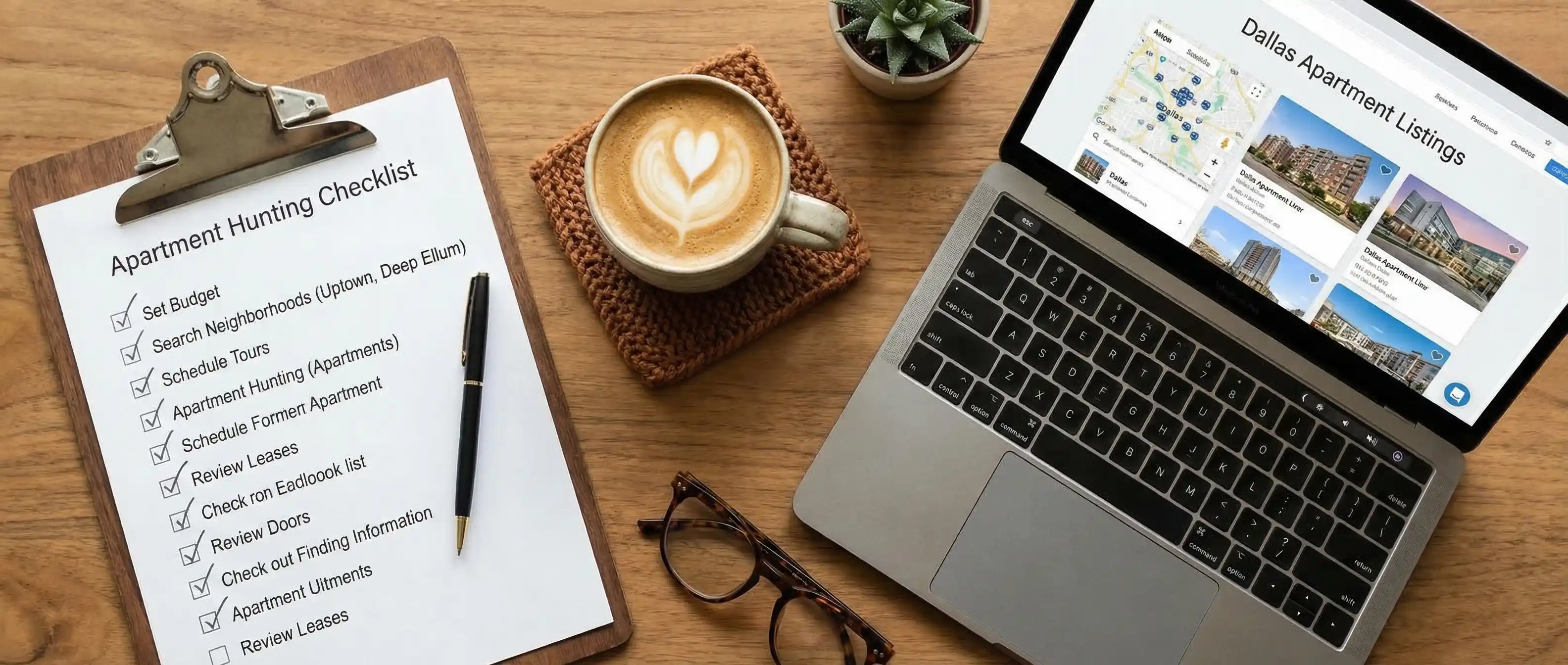 Dallas apartment hunting checklist with timeline and essential tasks