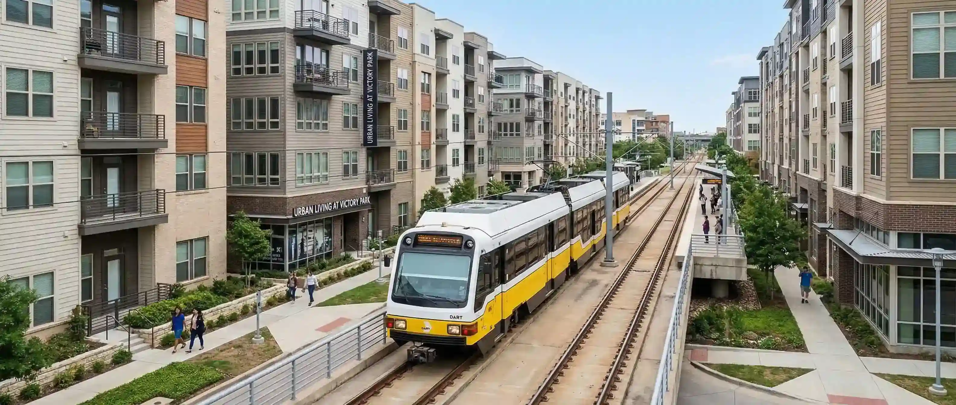 DART rail map showing apartment rent premiums near Dallas light rail stations