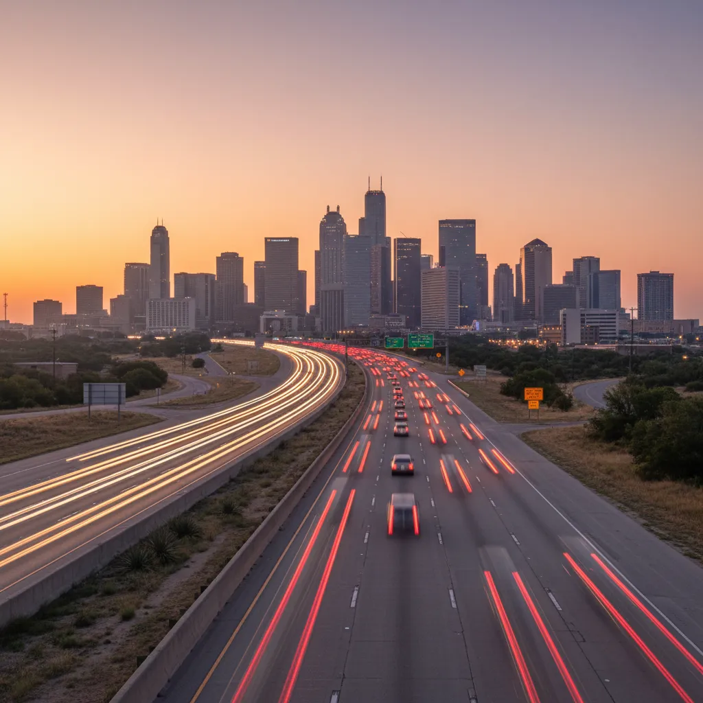 Commute calculator concept for Dallas Texas
