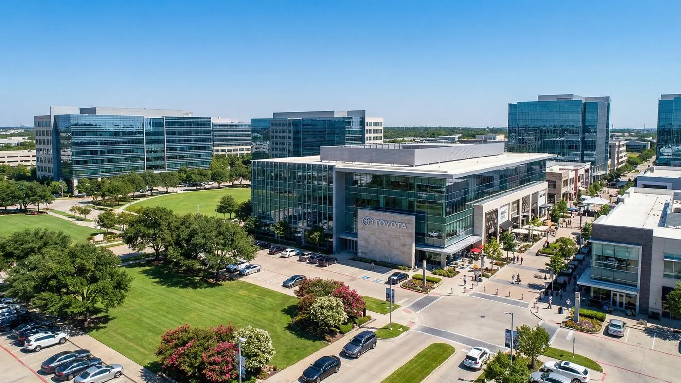 Legacy West corporate campus in Plano, Texas, home to Toyota's North American HQ and Fortune 500 offices