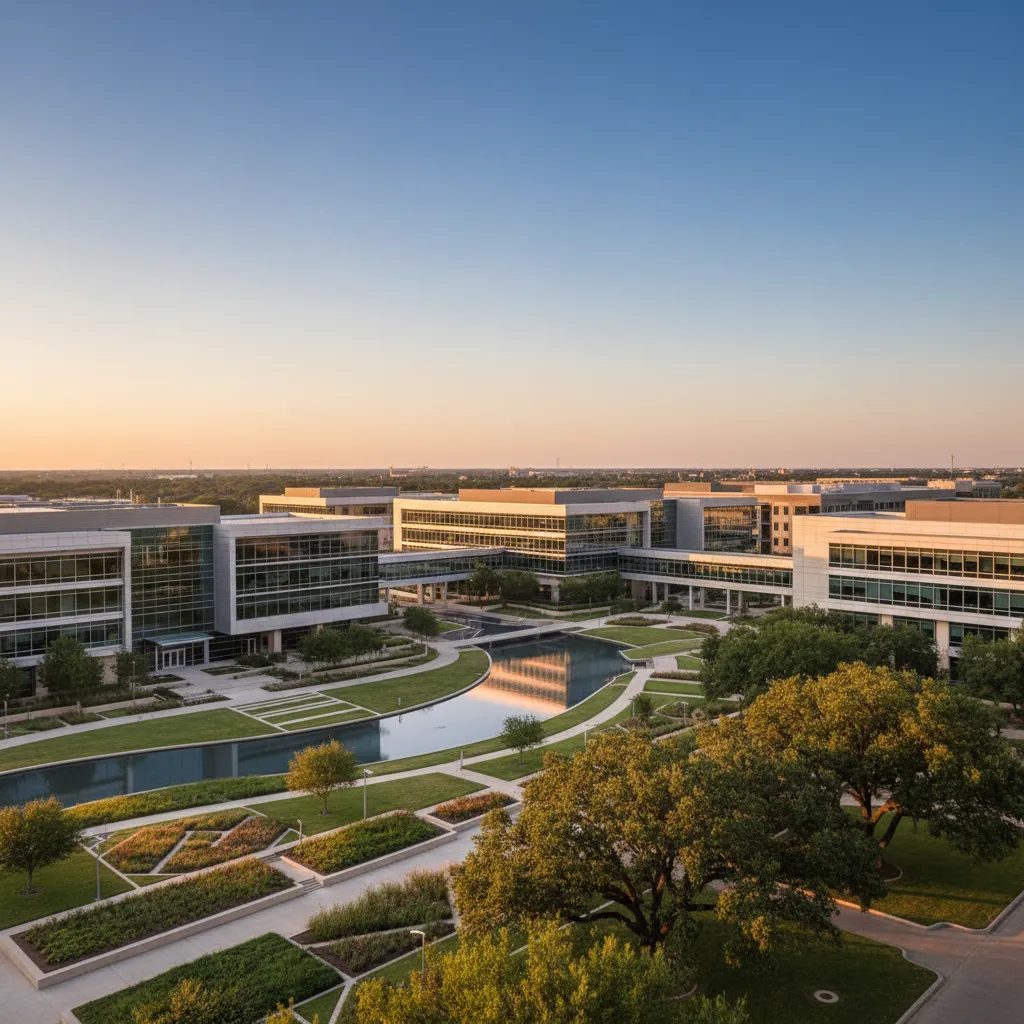 Amazon in Dallas — Technology/Logistics corporate campus with modern office architecture