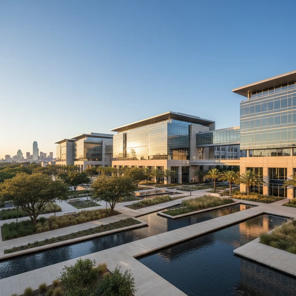 American Airlines in Dallas — Aviation corporate campus with modern office architecture