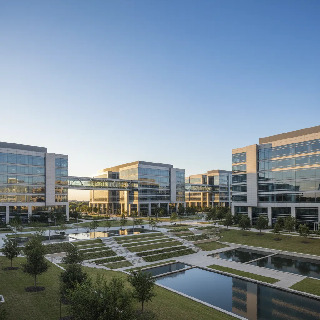 Comerica Bank in Dallas — Banking corporate campus with modern office architecture
