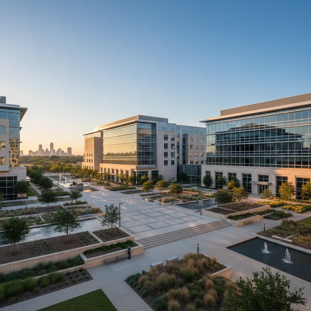 Deloitte in Dallas — Consulting corporate campus with modern office architecture