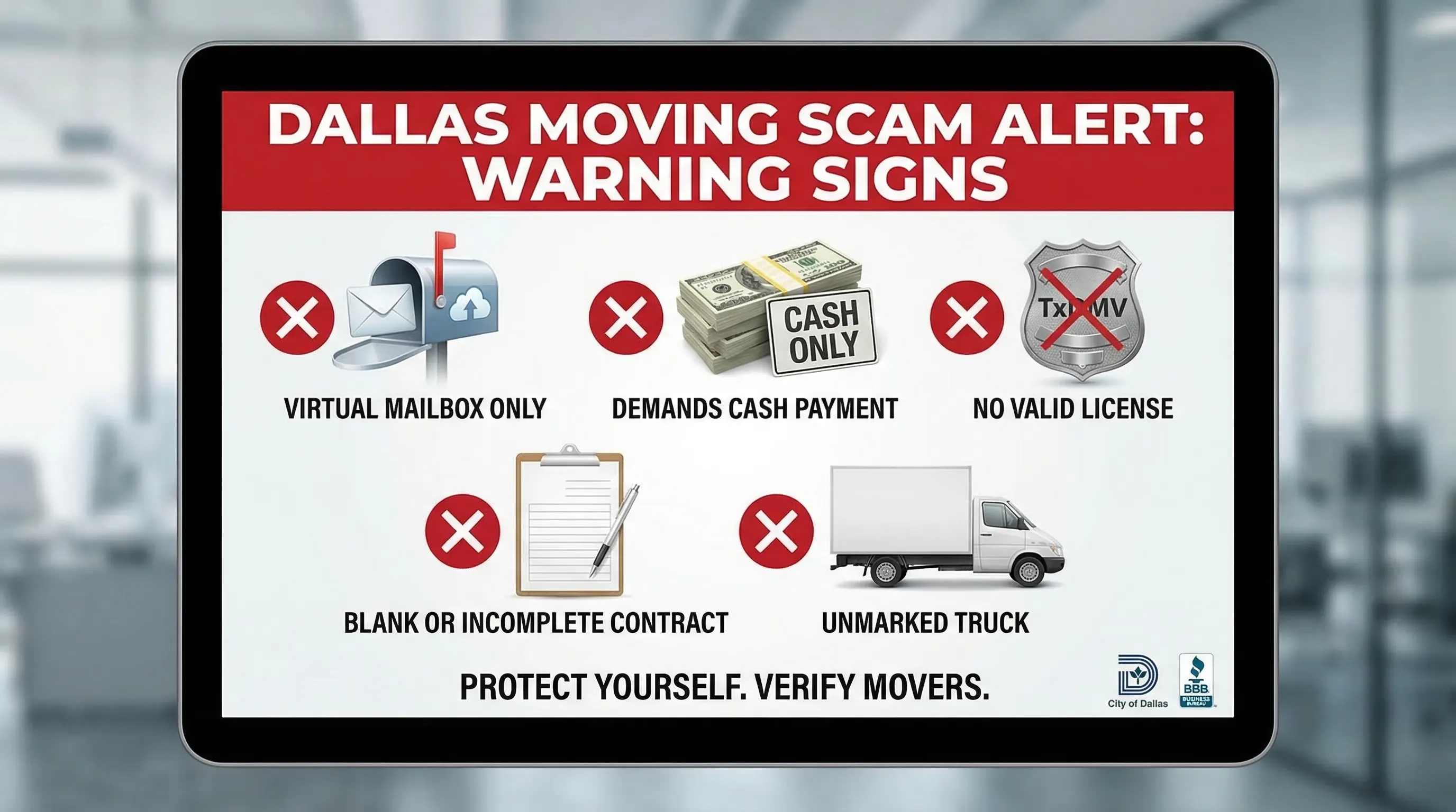Dallas moving scam red flags: virtual addresses, unmarked trucks, cash-only demands
