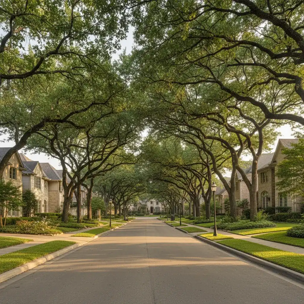 Bluffview neighborhood in Dallas Texas showing local streetscape and community character