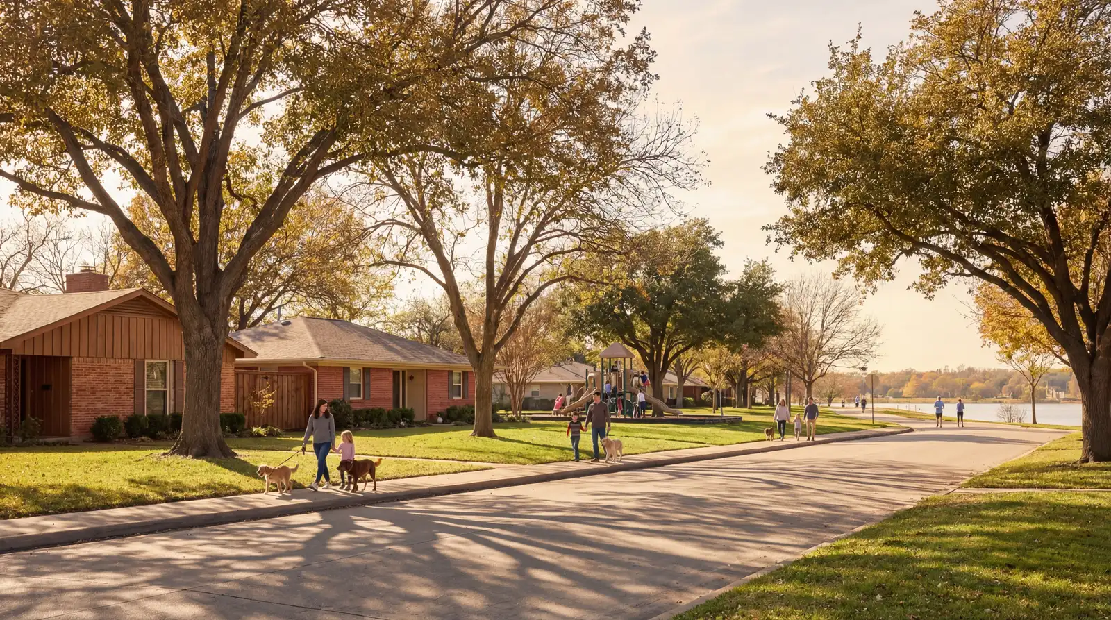 Lake Highlands Dallas established family neighborhood with mid-century ranch homes and White Rock Lake trail
