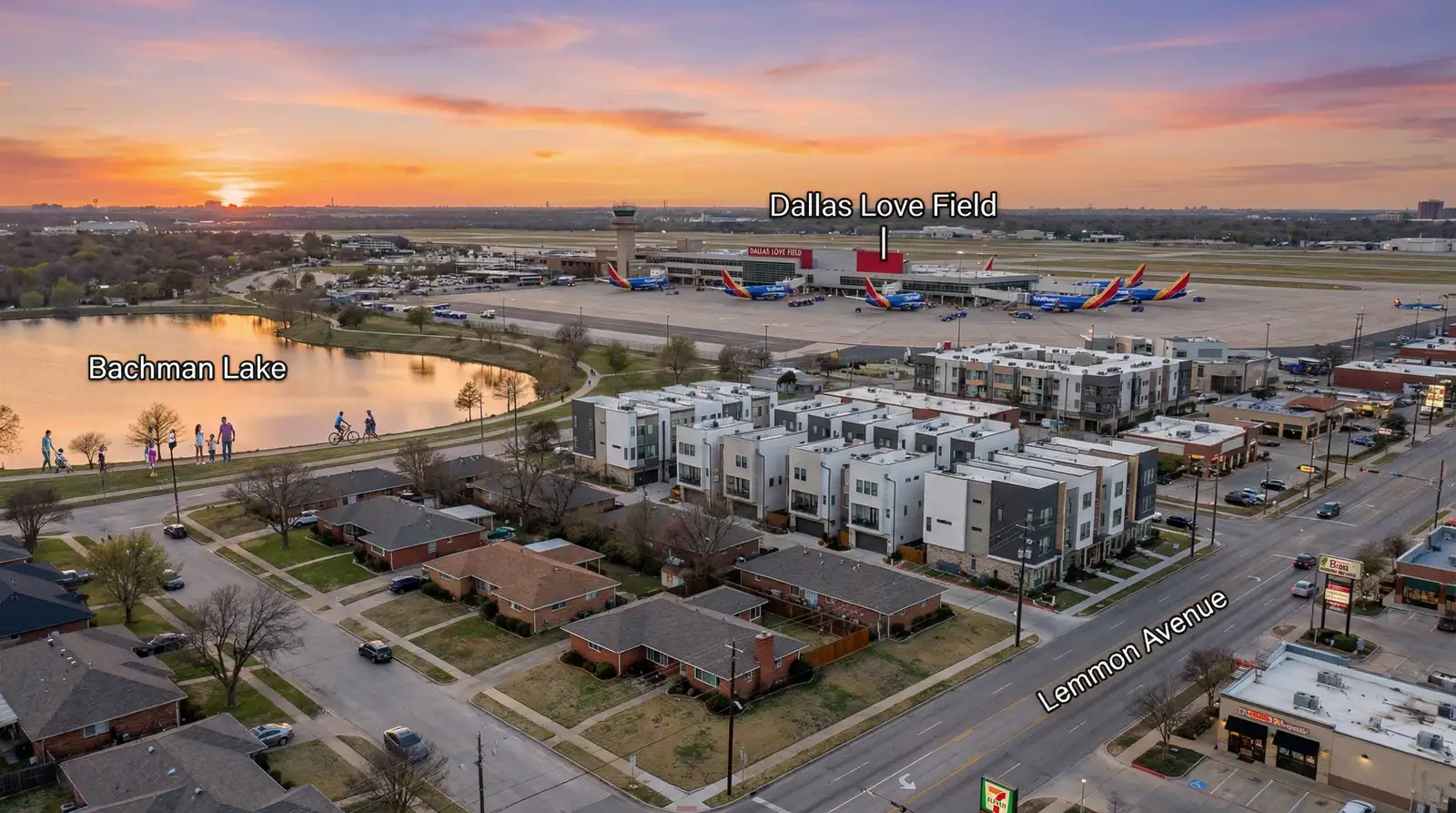 Love Field Dallas area near Bachman Lake with diverse community, parks, and convenient airport access
