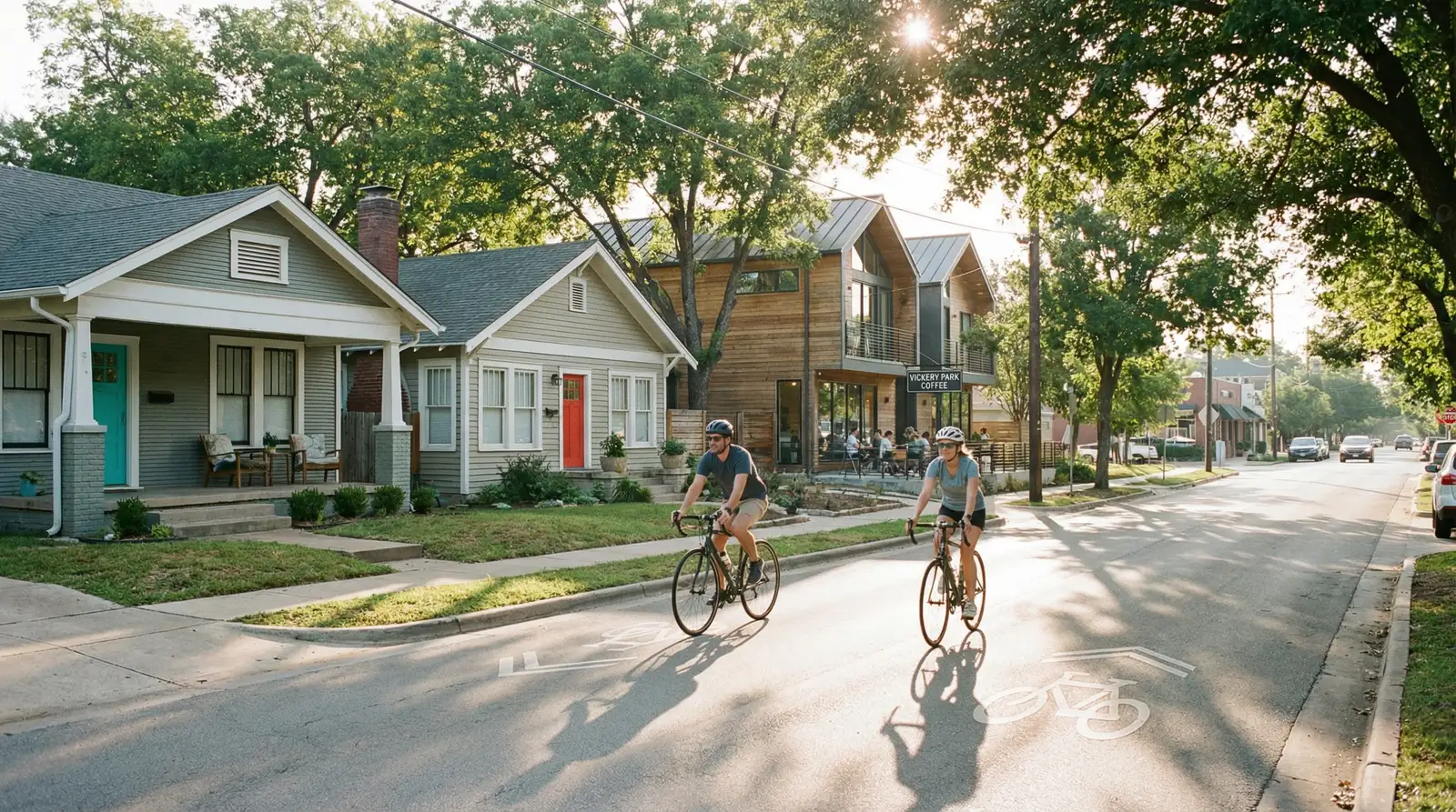Vickery Place Dallas eclectic neighborhood with vintage bungalows, local coffee shops, and community vibe