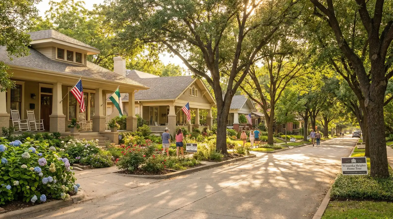 Winnetka Heights Dallas historic Craftsman and Prairie-style homes in walkable Oak Cliff neighborhood