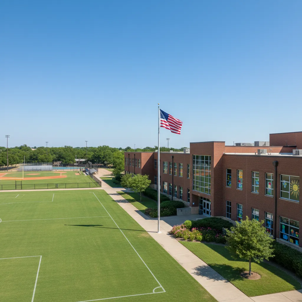 Allen Independent School District — school district campus in Dallas Texas with well-maintained buildings and fields