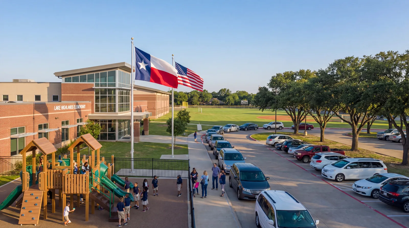 Modern school campus in a top-rated Dallas school district, best school districts in DFW 2026