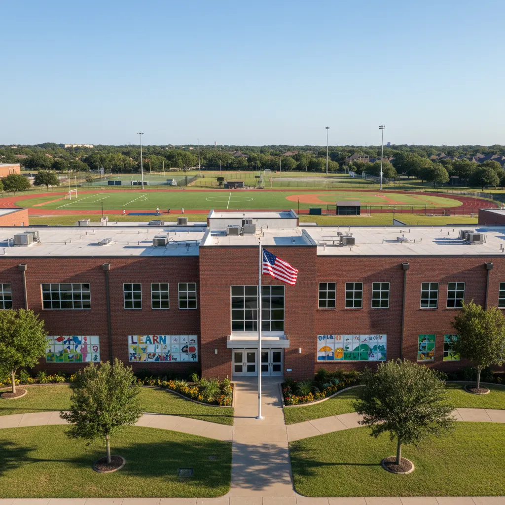 Lovejoy Independent School District — school district campus in Dallas Texas with well-maintained buildings and fields