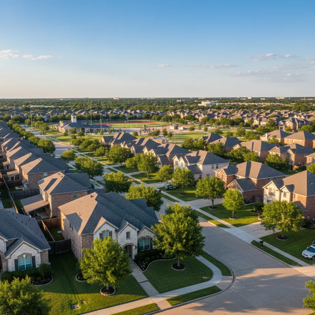 Allen suburb near Dallas Texas with tree-lined streets and family-friendly homes