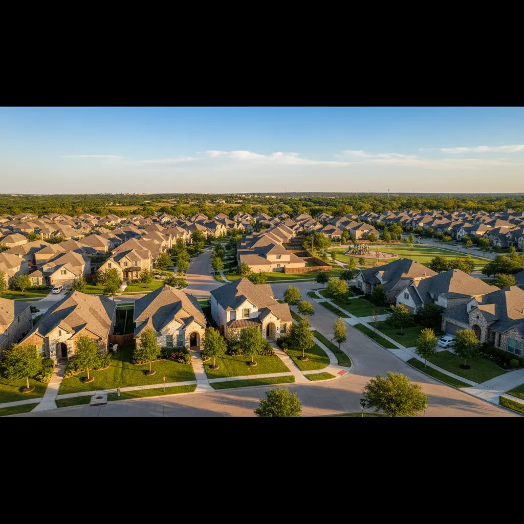 Celina suburb near Dallas Texas with tree-lined streets and family-friendly homes