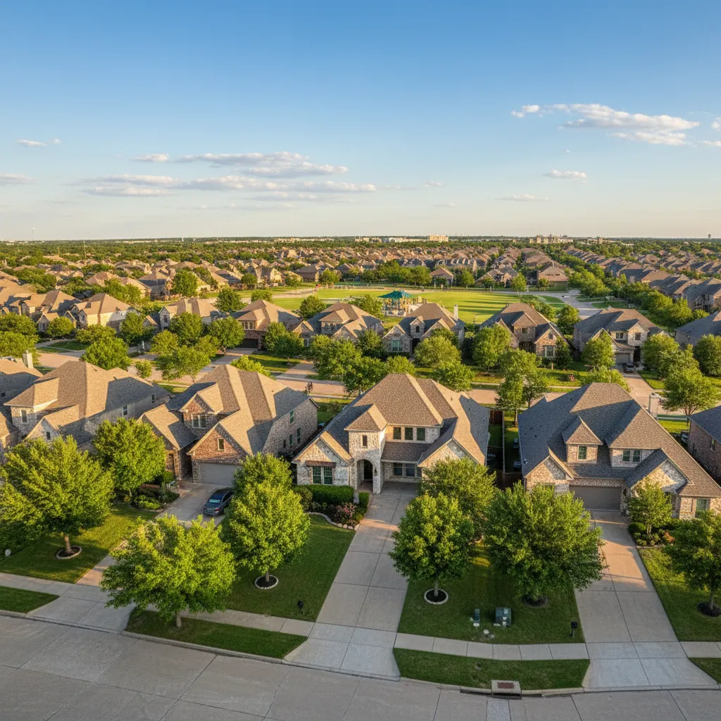 Irving suburb near Dallas Texas with tree-lined streets and family-friendly homes