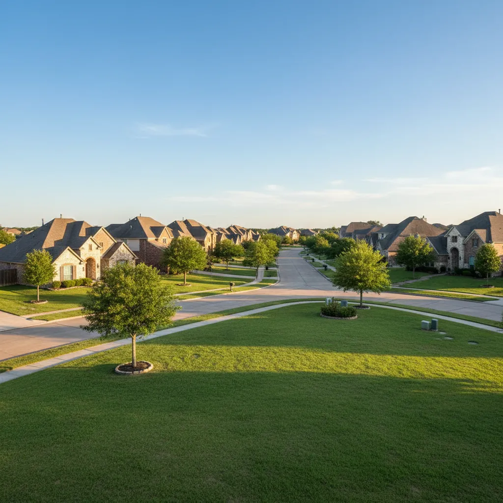 Lewisville suburb near Dallas Texas with tree-lined streets and family-friendly homes