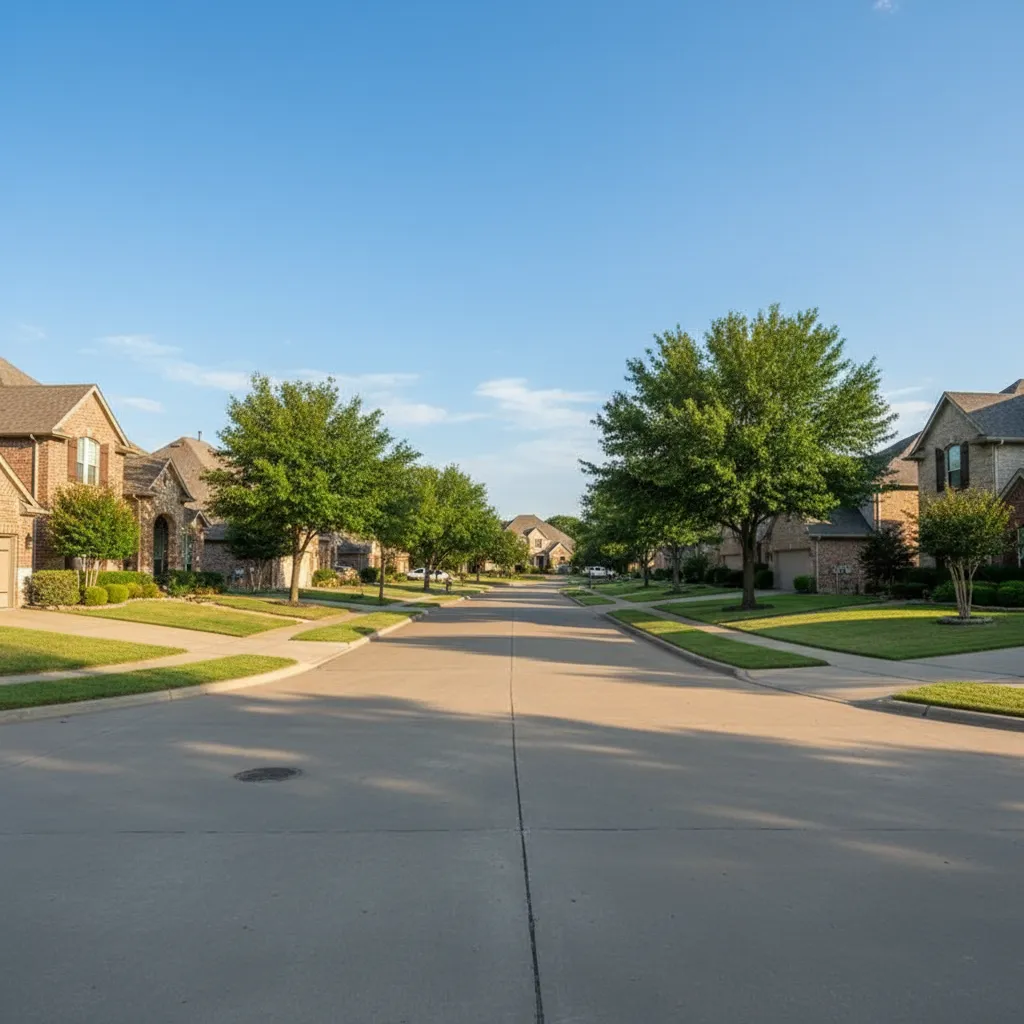 Murphy suburb near Dallas Texas with tree-lined streets and family-friendly homes