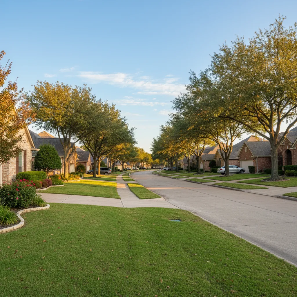 Richardson suburb near Dallas Texas with tree-lined streets and family-friendly homes