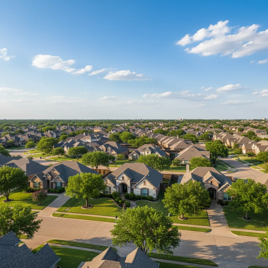 Rowlett suburb near Dallas Texas with tree-lined streets and family-friendly homes