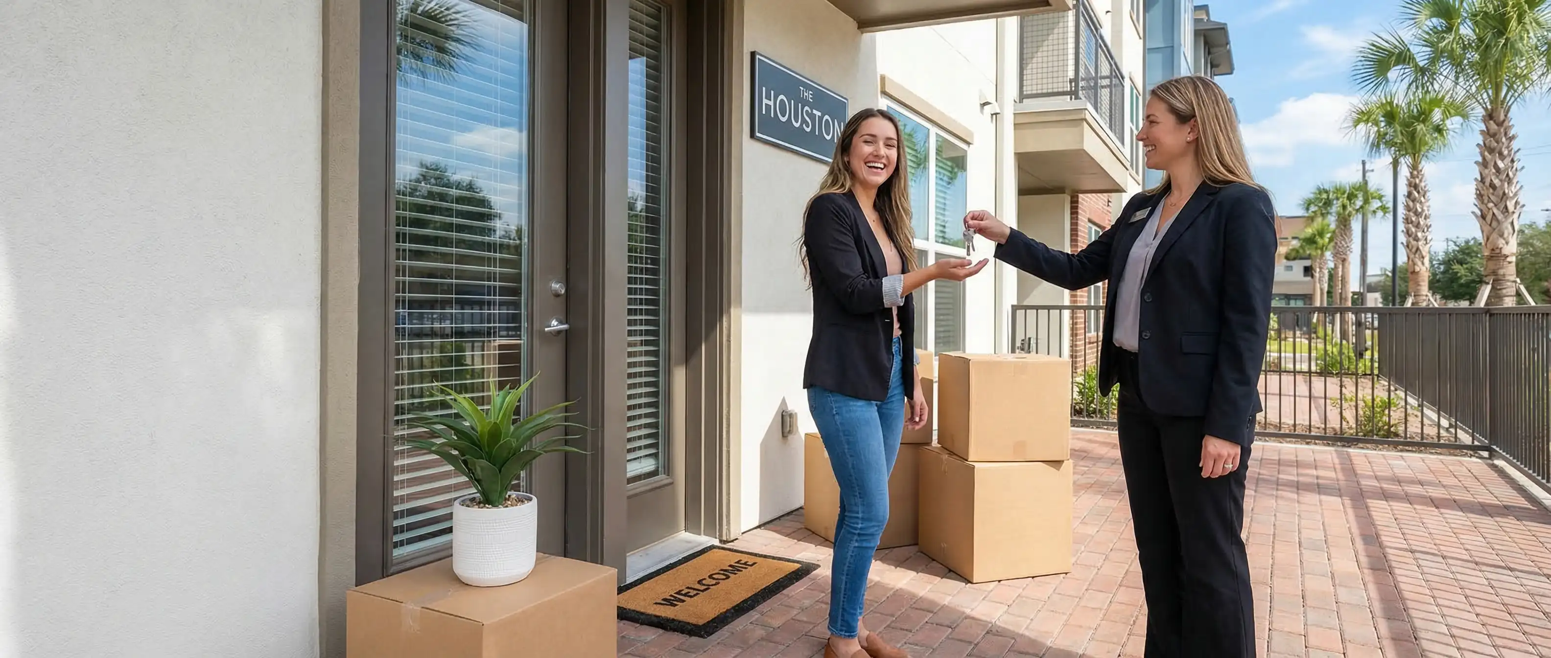 Infographic explaining how free apartment locator services work in Houston