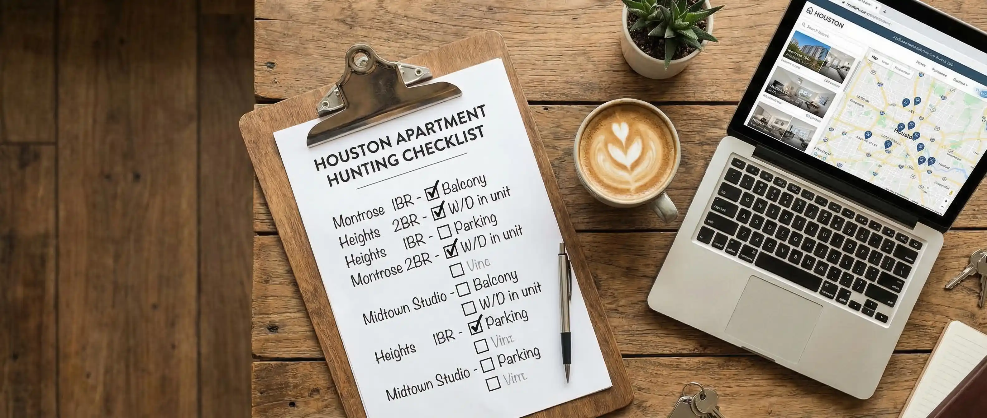 Houston apartment hunting checklist with timeline and essential tasks