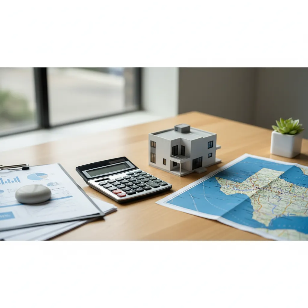 Cost of Living calculator concept for Houston Texas with financial planning elements