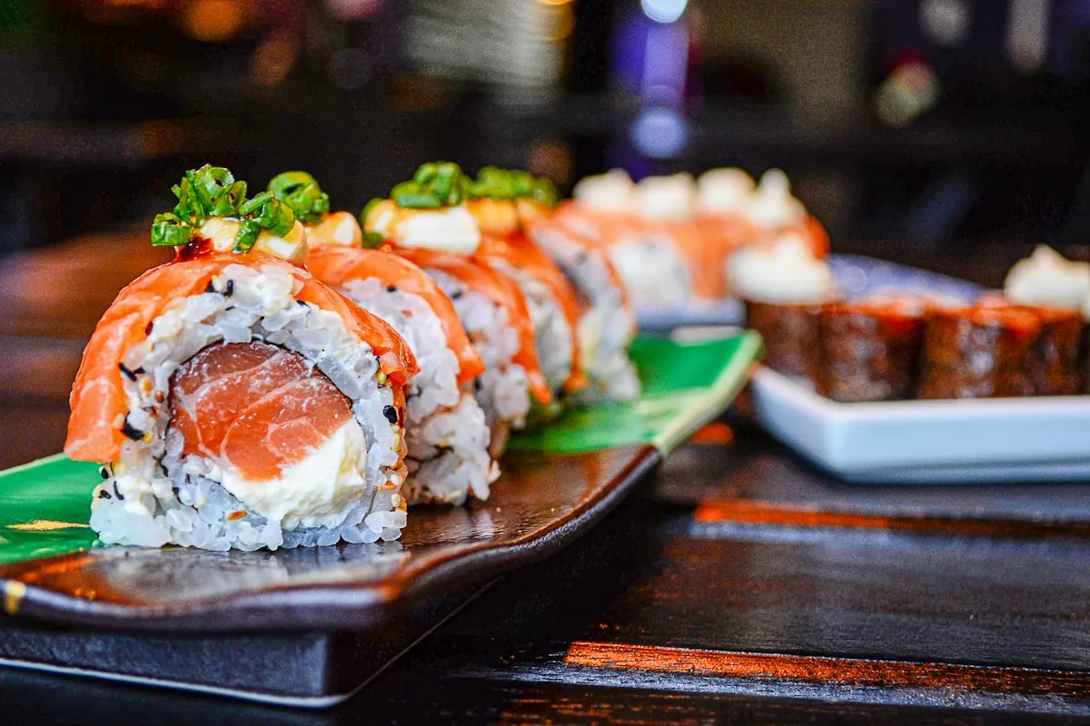 Beautifully plated sushi and Japanese cuisine
