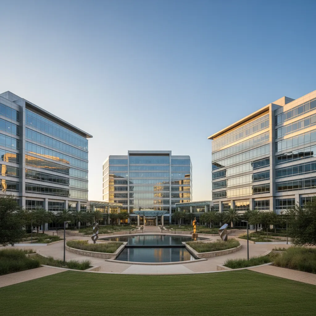 MD Anderson Cancer Center in Houston — Healthcare/Research corporate campus with modern office architecture