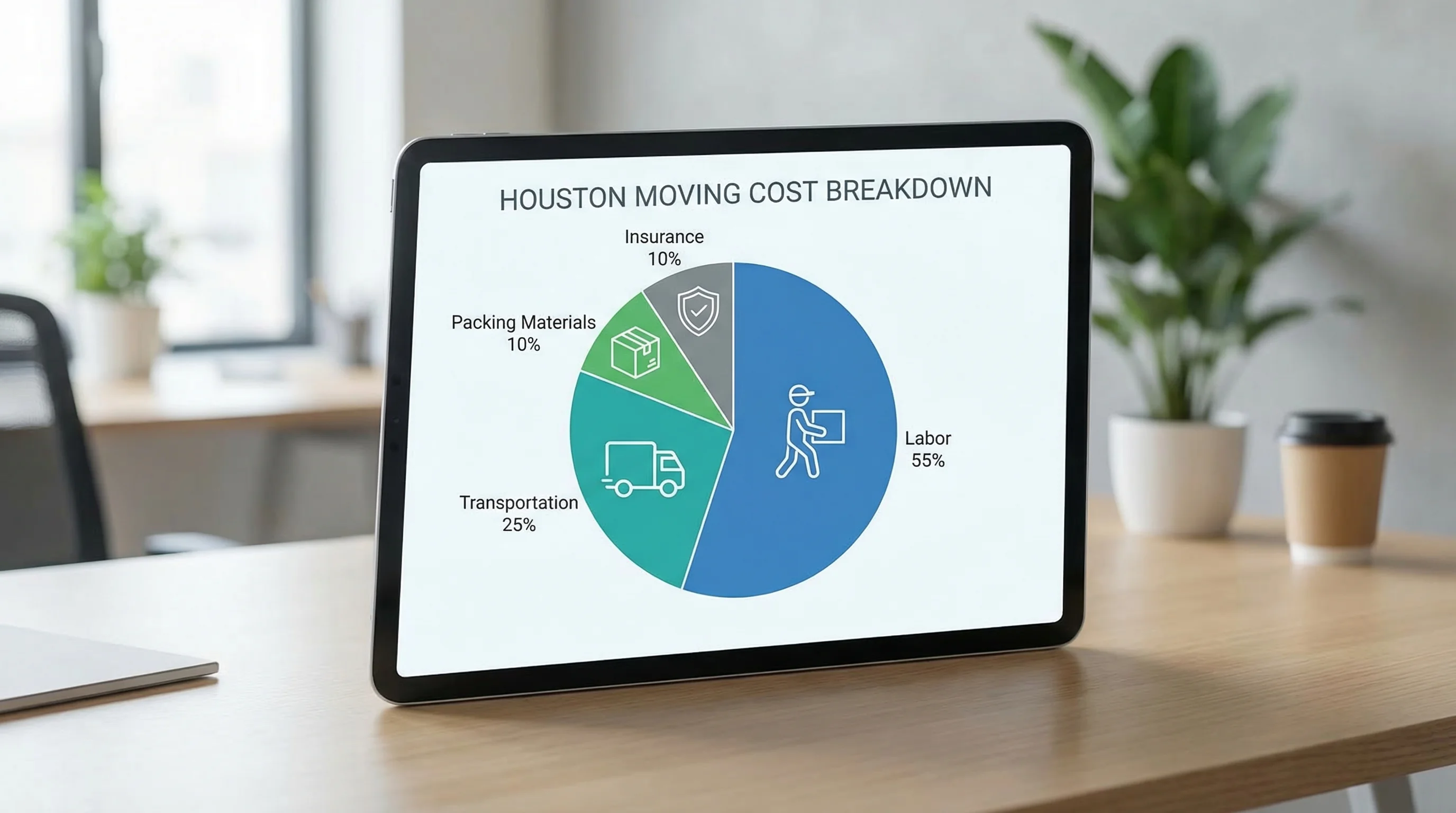 Houston moving cost breakdown infographic showing prices by home size
