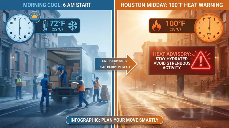 Movers working in Houston summer heat with tips for staying safe