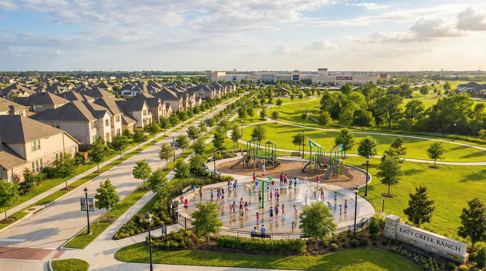 Katy community in suburban Houston Texas — homes and neighborhood amenities
