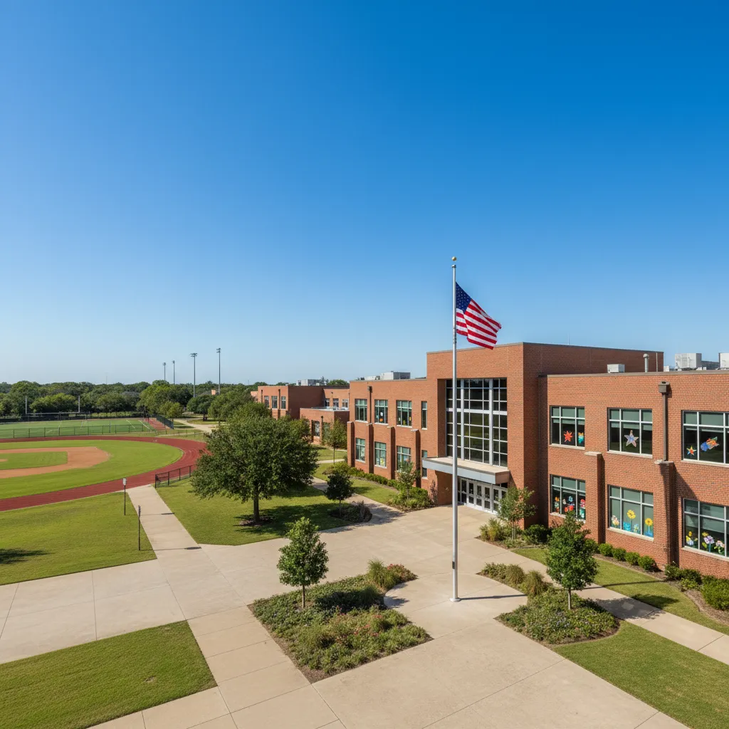 Conroe Independent School District — school district campus in Houston Texas with well-maintained buildings and fields