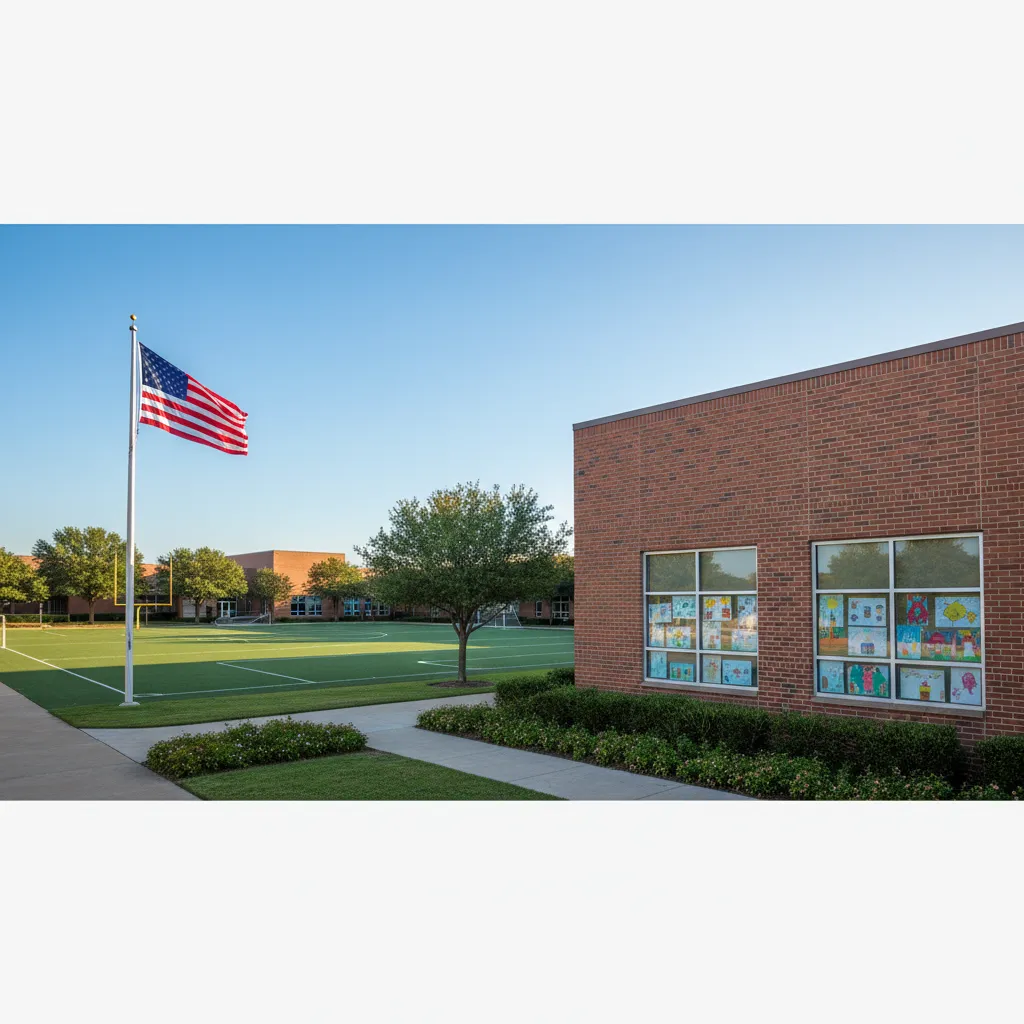 Fort Bend Independent School District — school district campus in Houston Texas with well-maintained buildings and fields