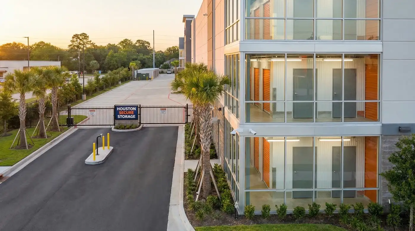 Climate-controlled storage facility in Houston with units and loading area
