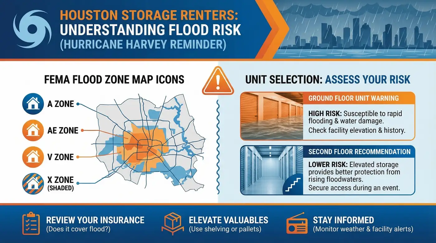 Houston storage flooding risk map showing areas affected during Hurricane Harvey
