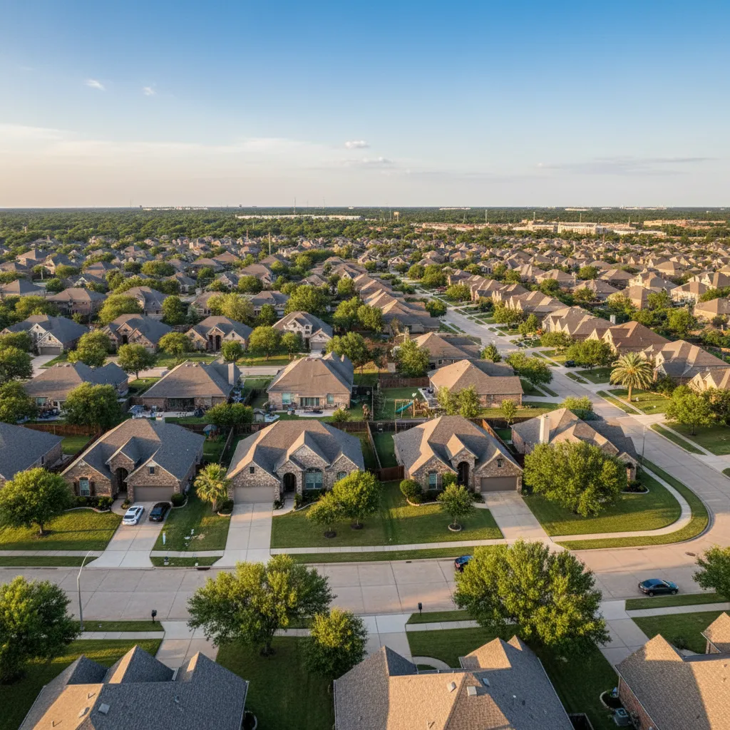 Katy suburb near Houston Texas with tree-lined streets and family-friendly homes