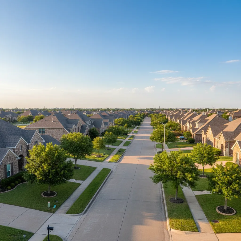 Pearland suburb near Houston Texas with tree-lined streets and family-friendly homes