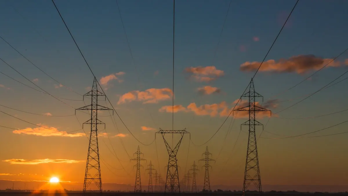 Power lines at sunset in Texas — deregulated electricity market guide for new residents